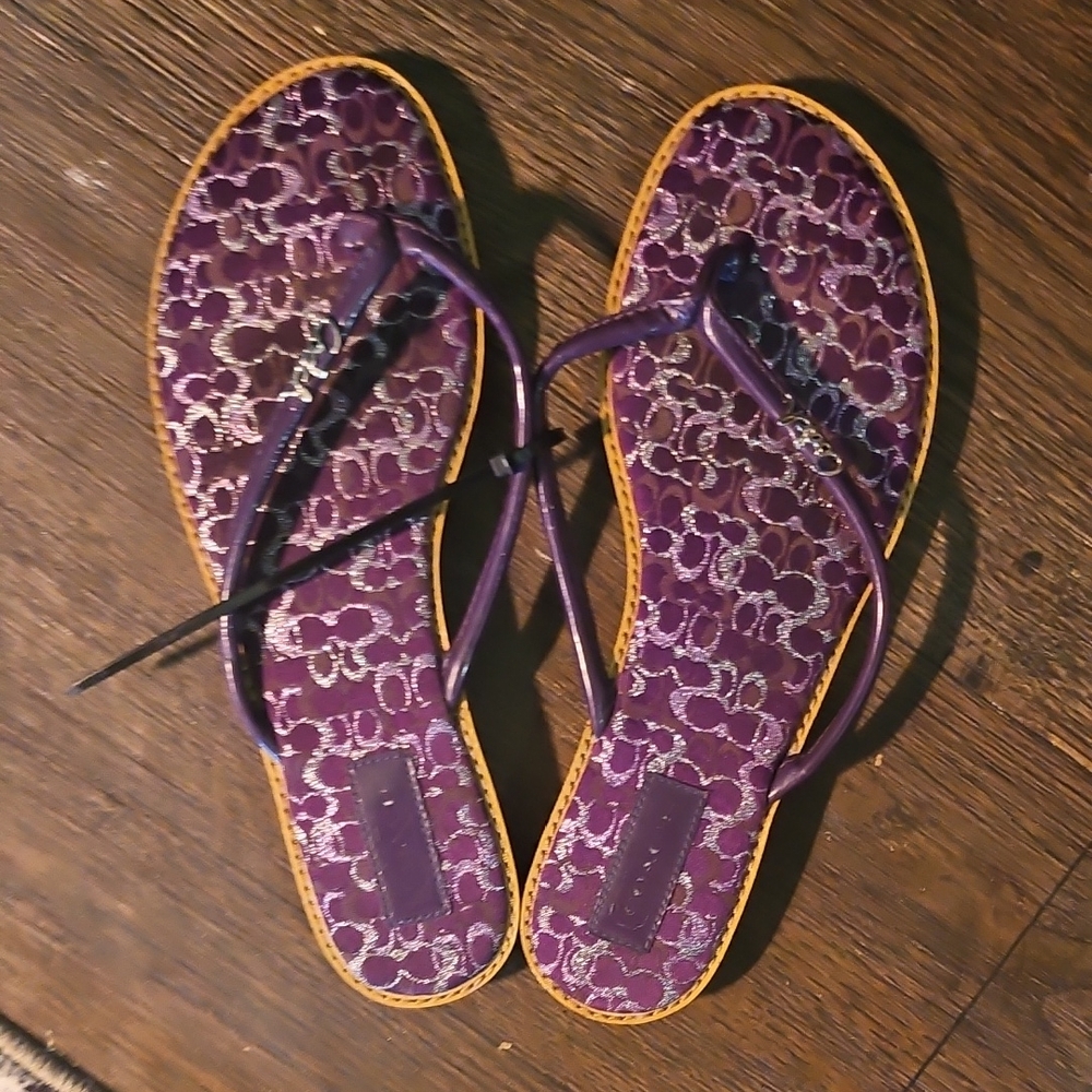 Coach Purple Sandals with Intricate Pattern